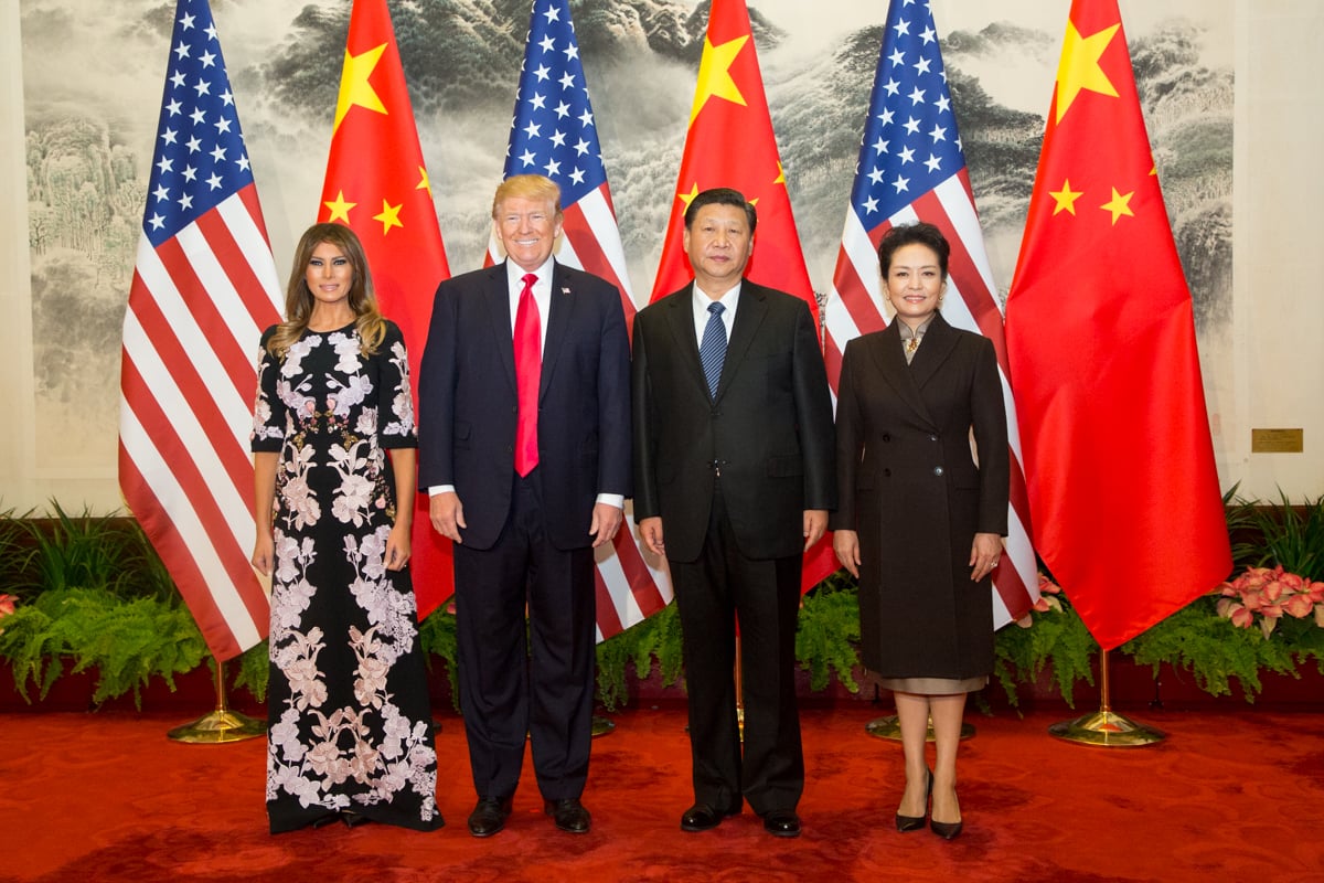 President Trump and wife Melania meet with China President Xi Jinping and his wife.