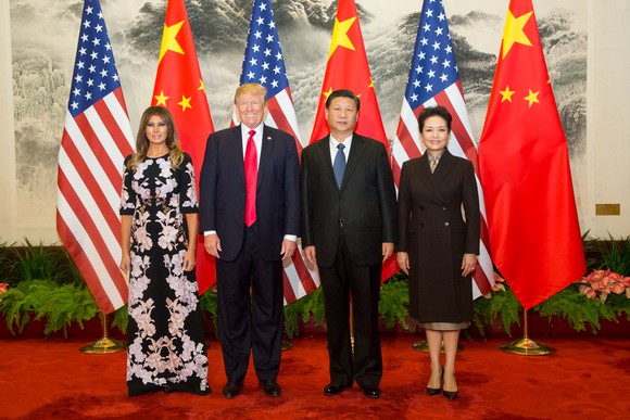 President Trump and wife Melania meet with China President Xi Jinping and his wife.
