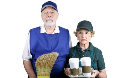 Older man and woman working