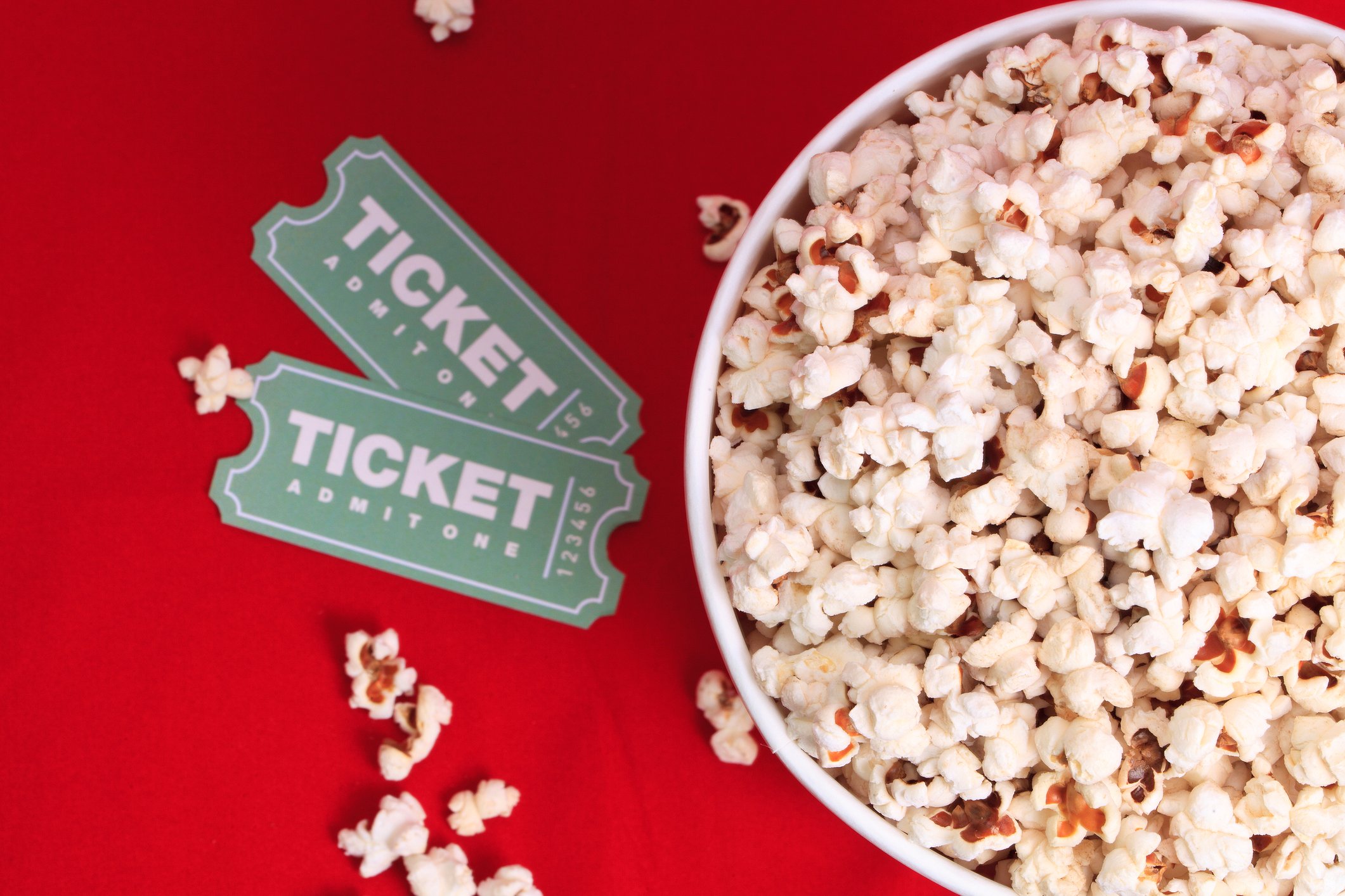 Movie tickets and popcorn