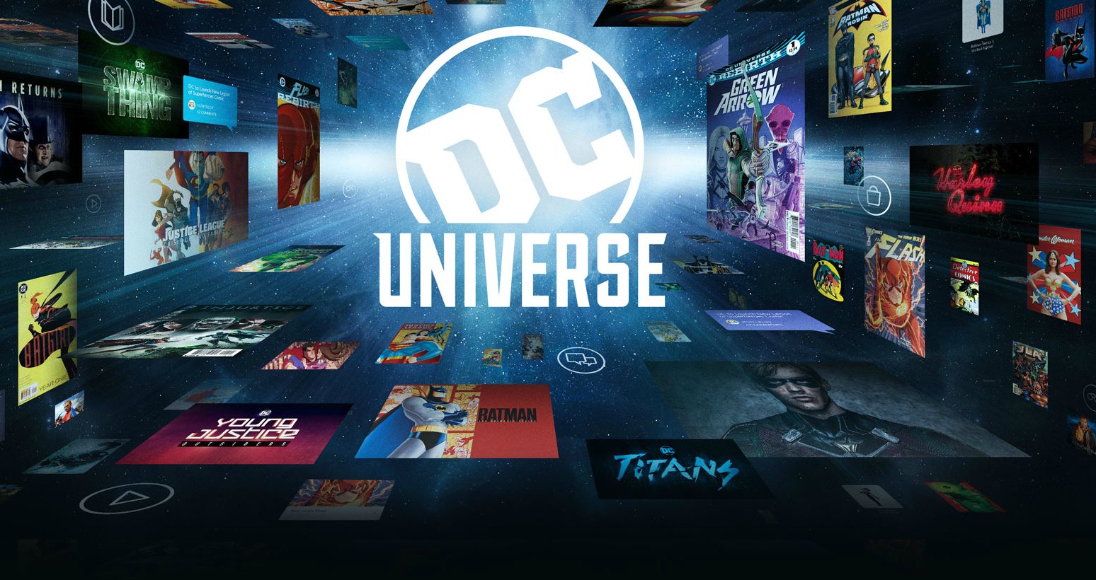 A promotional graphic for DC Universe