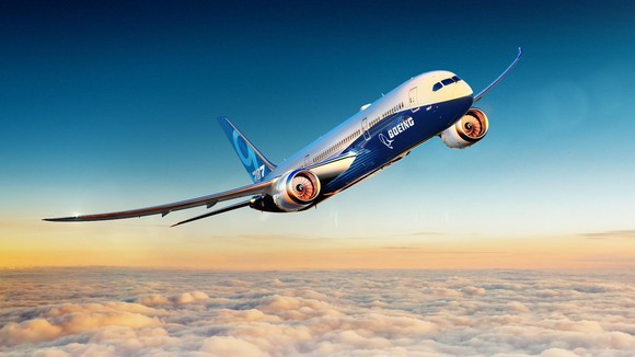 A Boeing 787 airplane