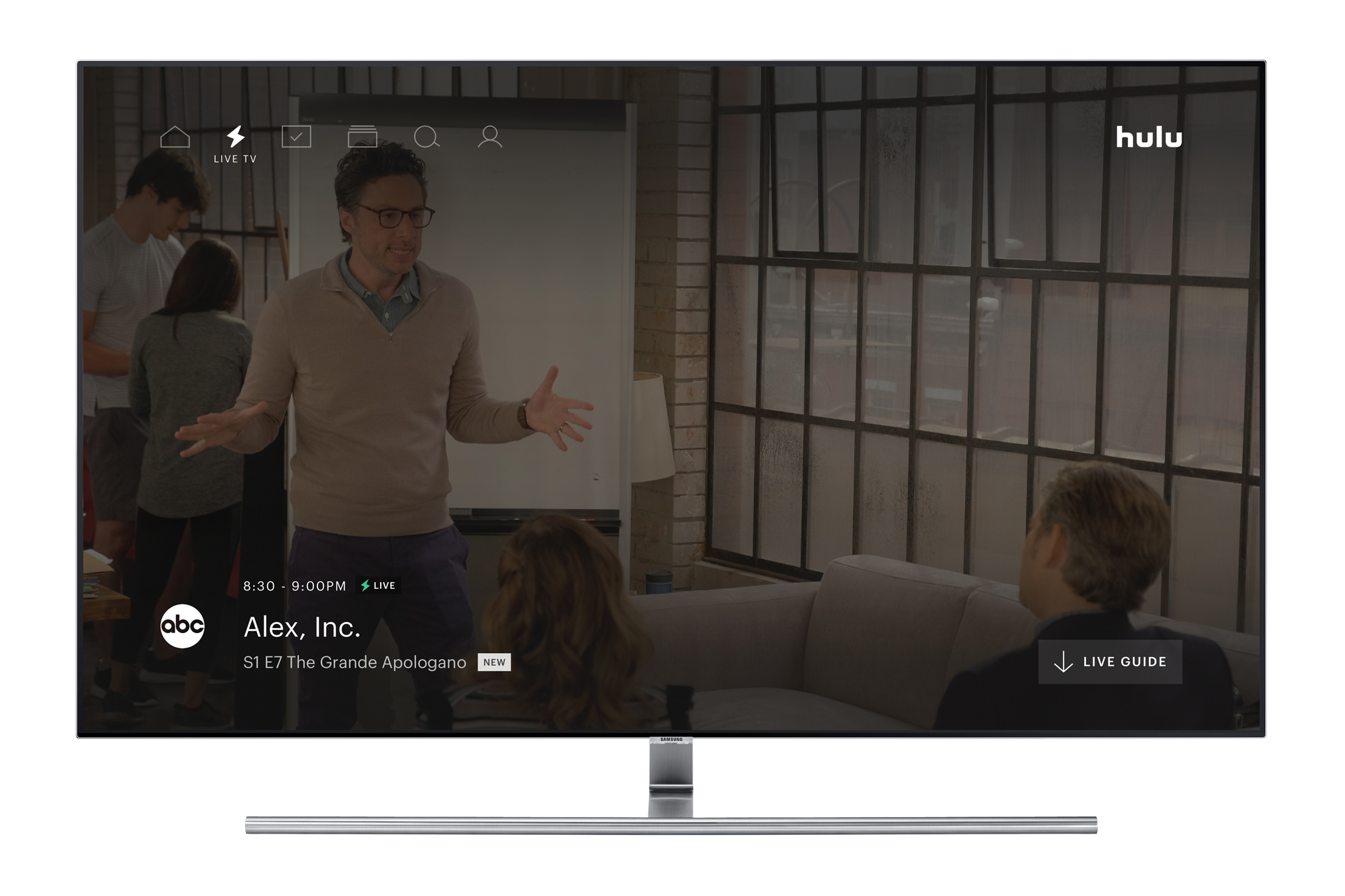 Hulu's live tv service on a TV.