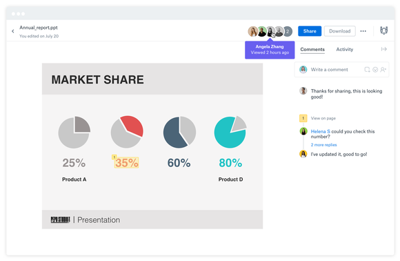 Example of workers using Dropbox to collaborate