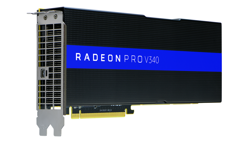 The Radeon Pro V340 graphics card.