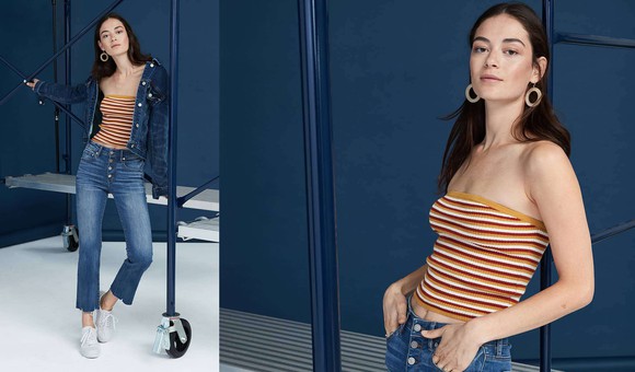 A model wearing American Eagle apparel.