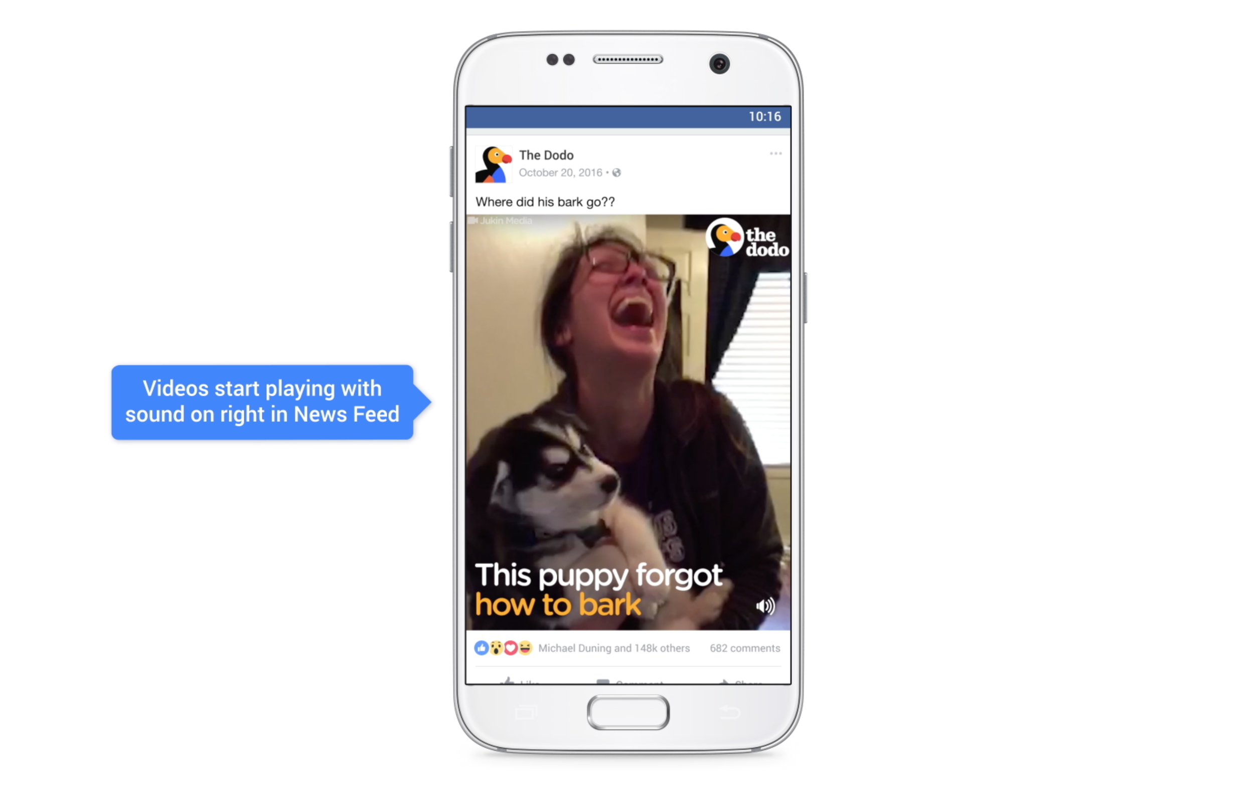 Facebook video content on mobile phone