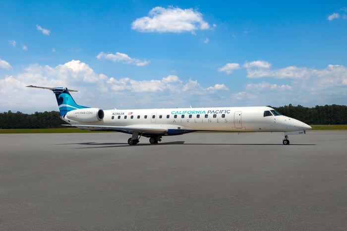 A California Pacific Airlines jet parked on the tarmac