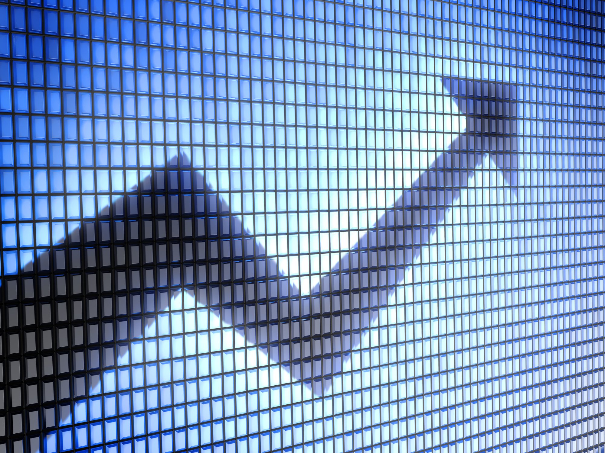 Arrow pointing upward at about a 45 degree angle on a blue graph background.