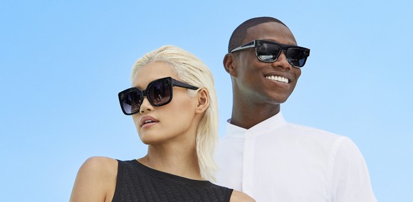 Two people wearing the new styles of Snap Spectacles