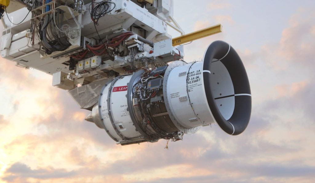 A CFM International LEAP engine in testing. 
