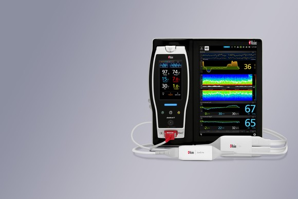 Masimo's Root monitoring system against a gray background