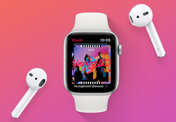 Apple Watch Series 4 with AirPods.