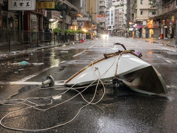 Debris from Typhoon Mangkhut in Hong Kong