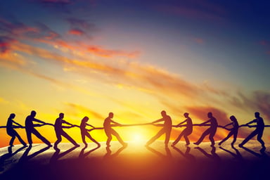 Tug of war sunset