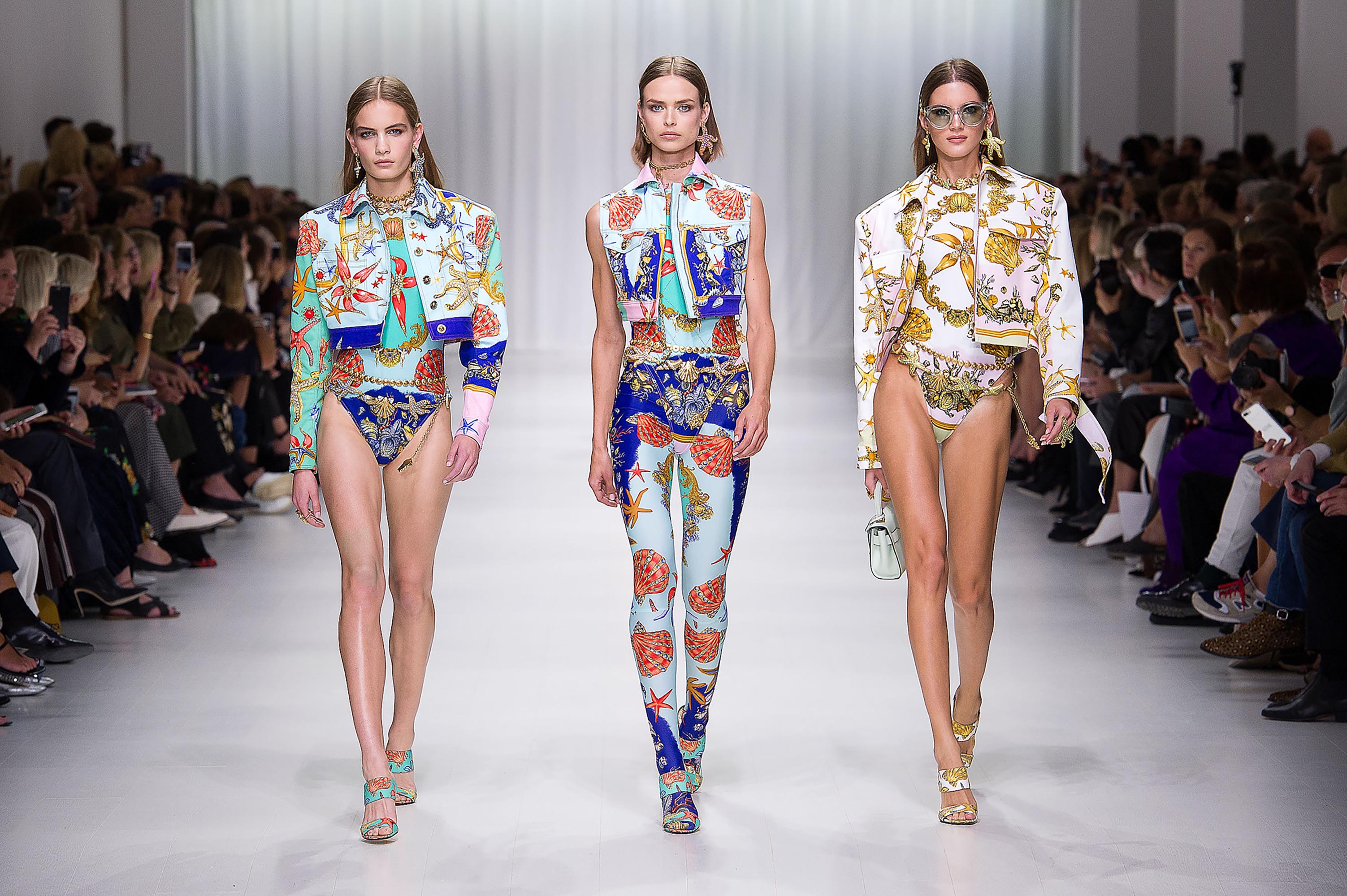 Versace models on a runway