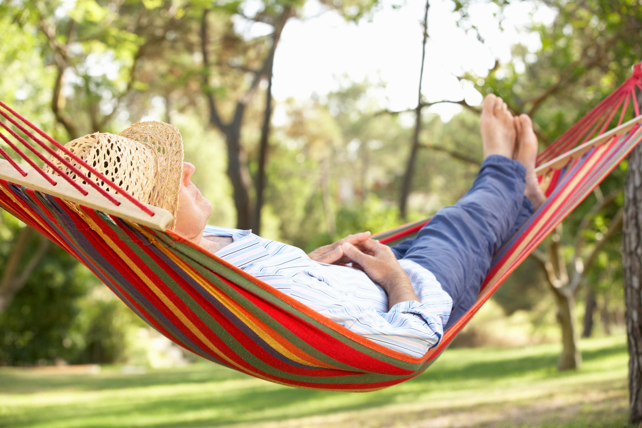 Someone relaxing in a hammock.