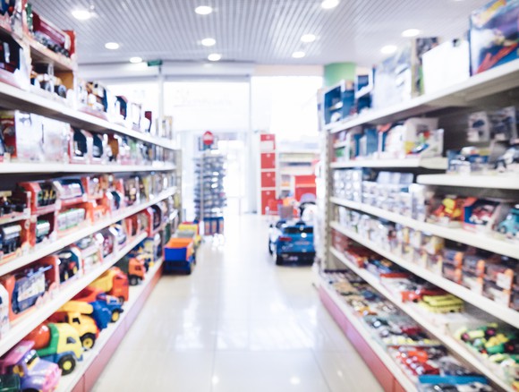 A toy store's shelves