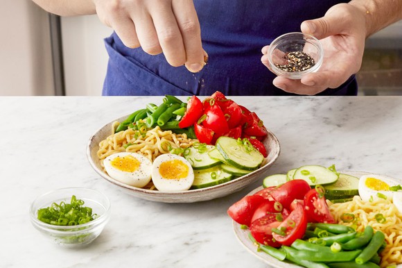 A Blue Apron meal kit.