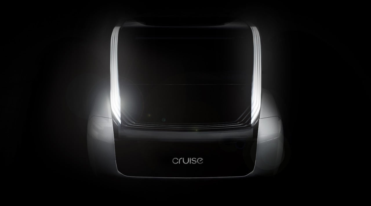 A dark image that shows the outline of a vehicle's front end with a "Cruise" logo visible.