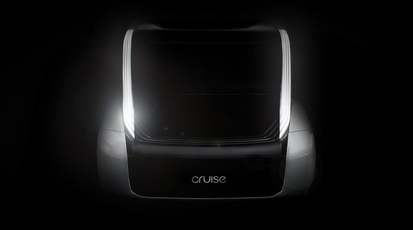A dark image that shows the outline of a vehicle's front end with a "Cruise" logo visible.