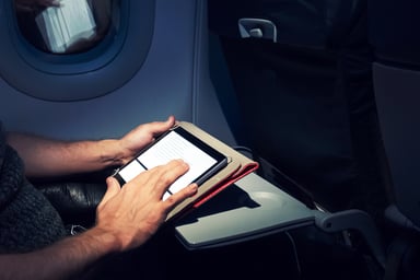 tablet on plane