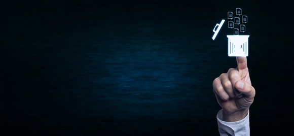 Illustration of person deleting digital information