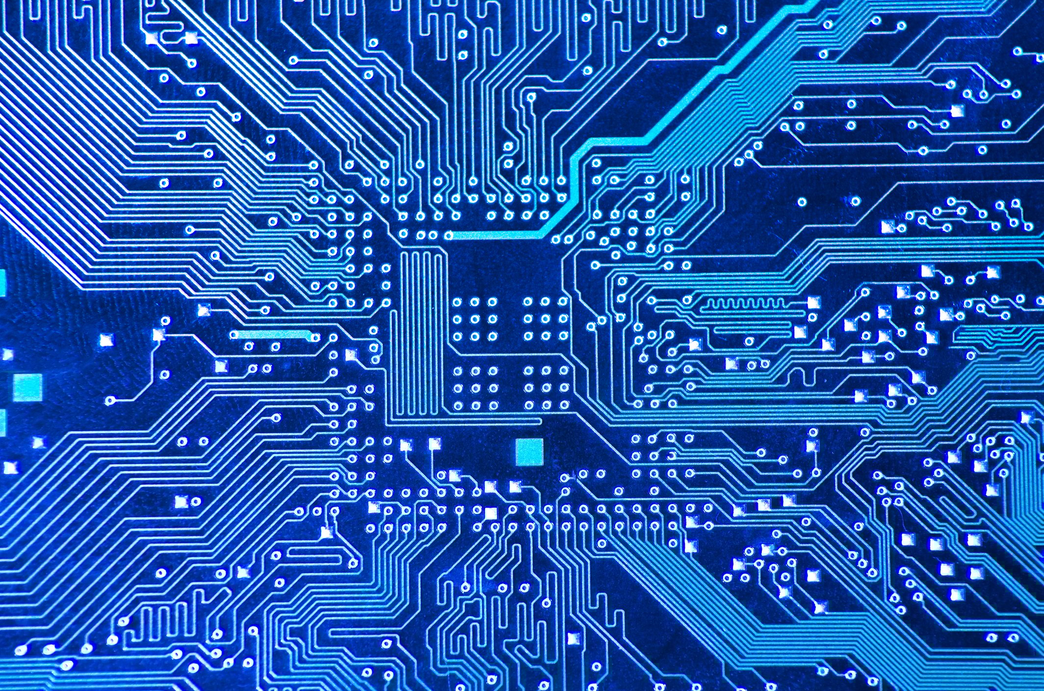 A blue circuit board