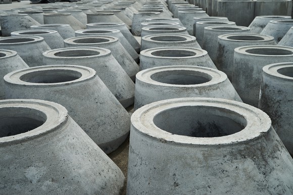 Concrete drainage pipes.