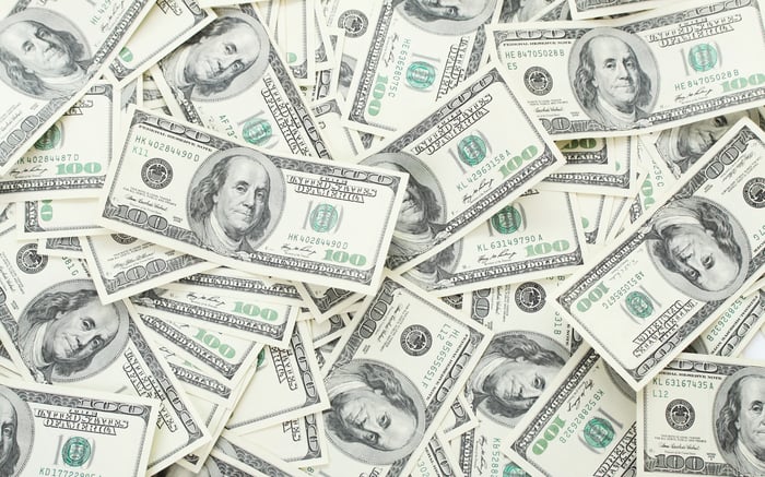 Pile of $100 bills.