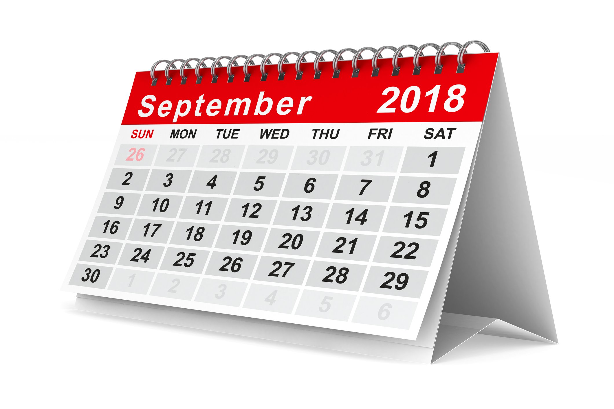 September 2018 calendar