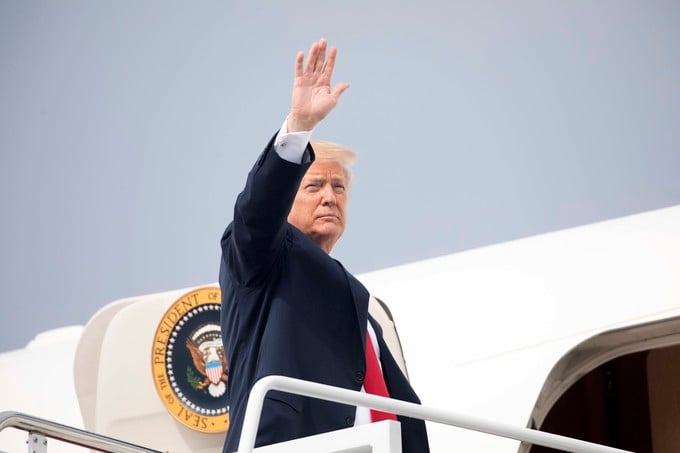 President Trump boarding Air Force One.