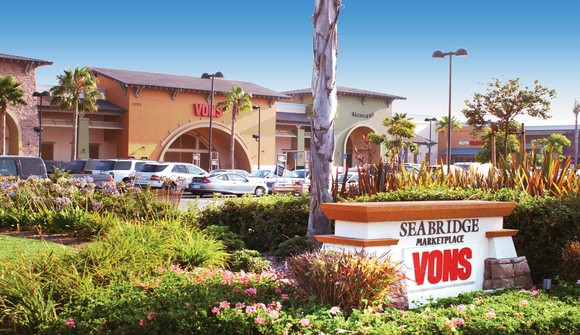 Outdoor retail shopping center with Seabridge Vons sign in front