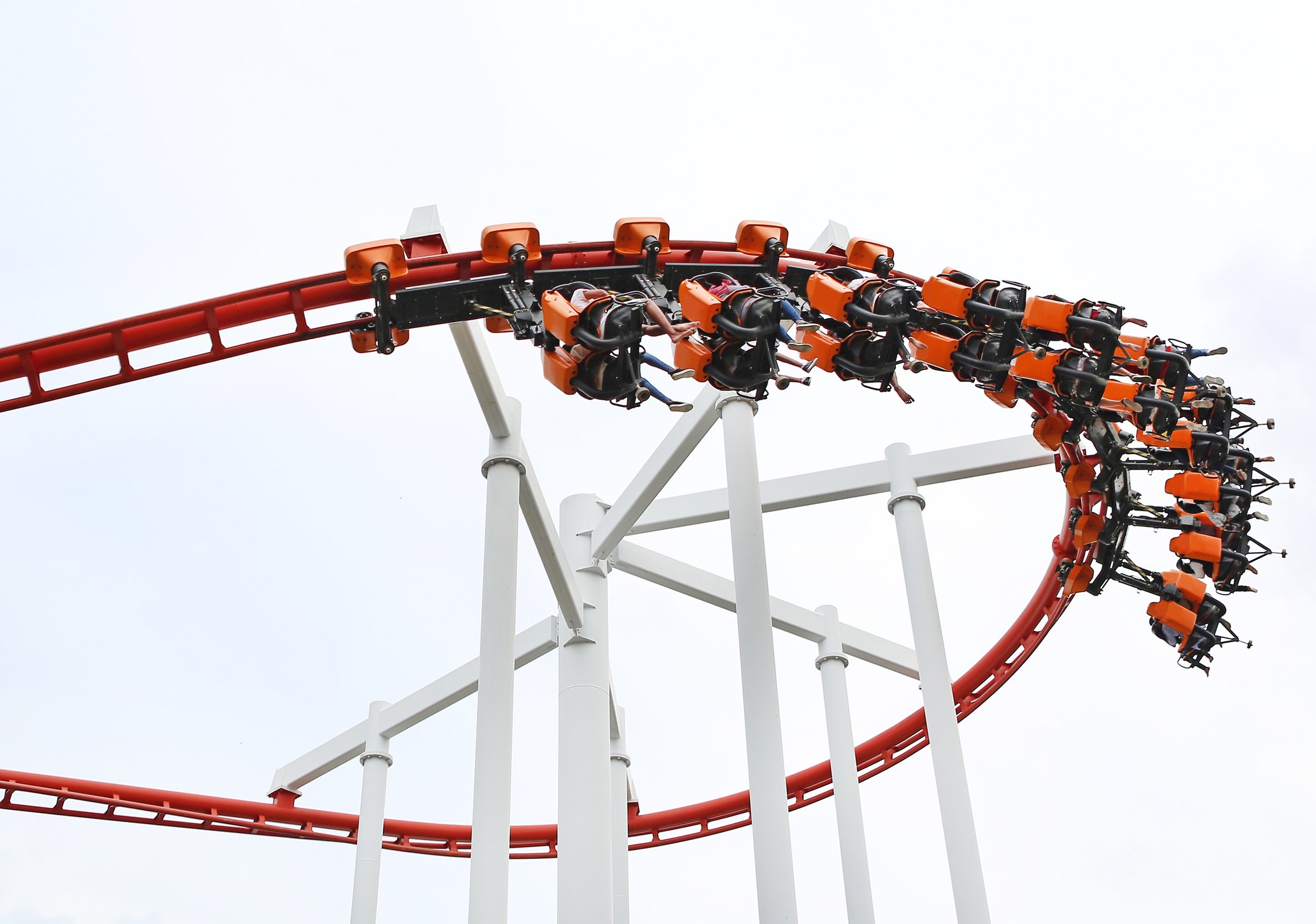 Riders upside down on a rollercoaster