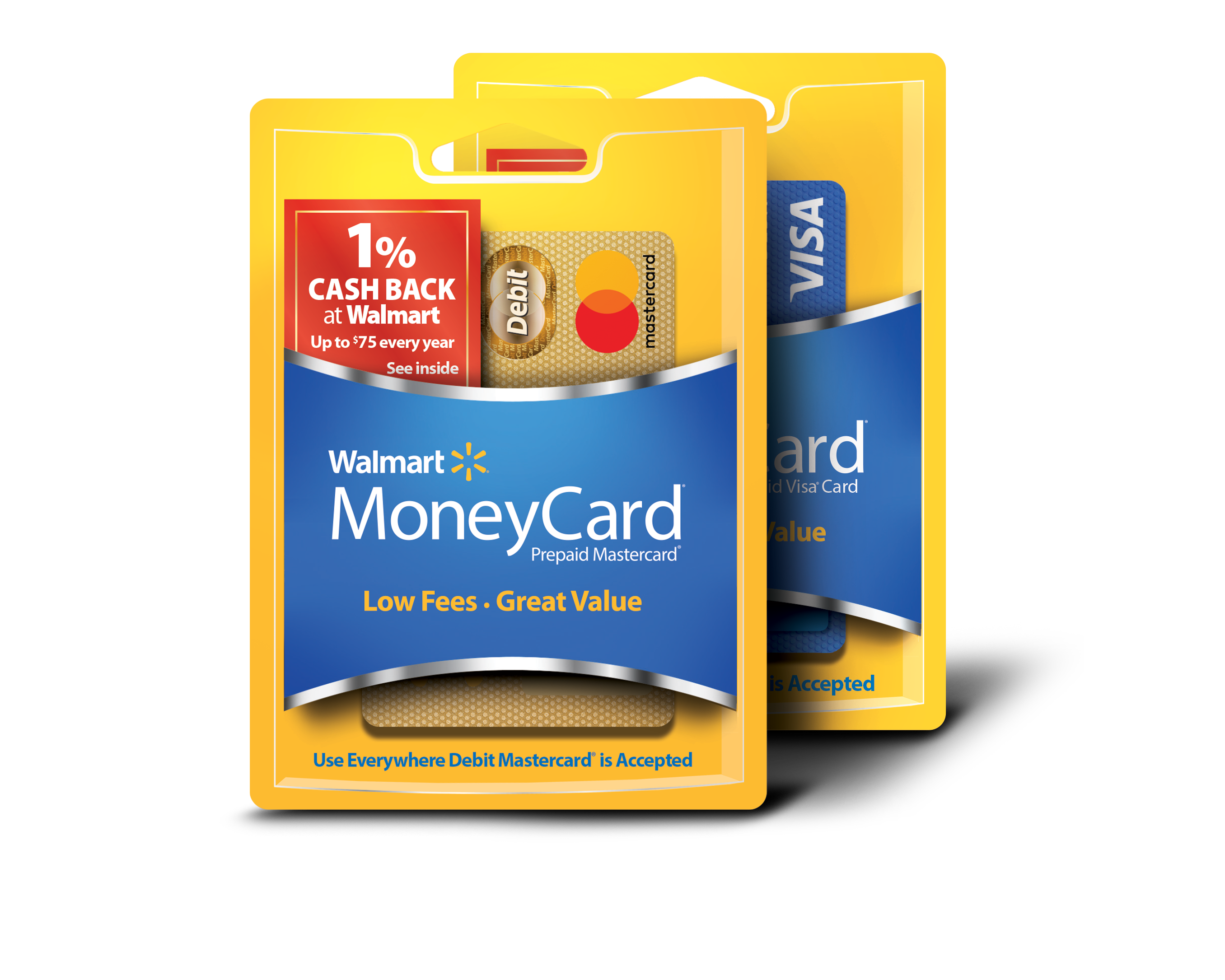 Walmart MoneyCards in packaging.