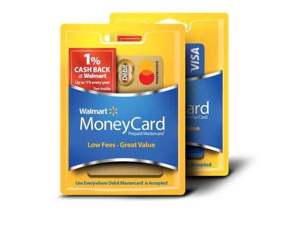 Walmart MoneyCards in packaging.