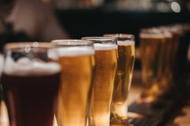 Beer Glasses Lined Up
