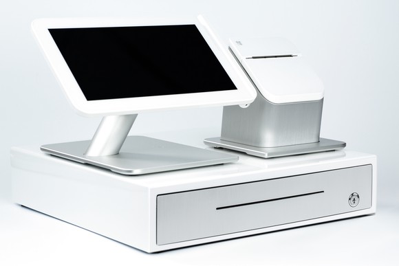 Point of sale station made by First Data