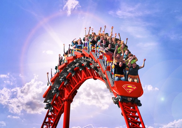 Superman roller coaster at Six Flags.