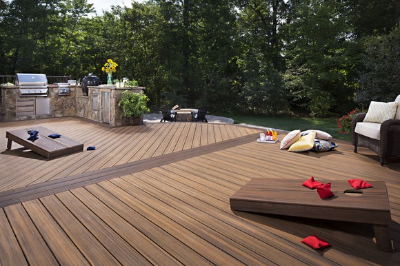 Trex deck with built-in barbeque.