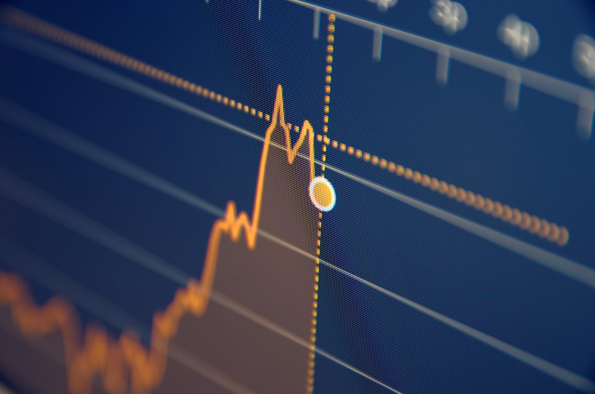 A chart of a stock price moving higher.
