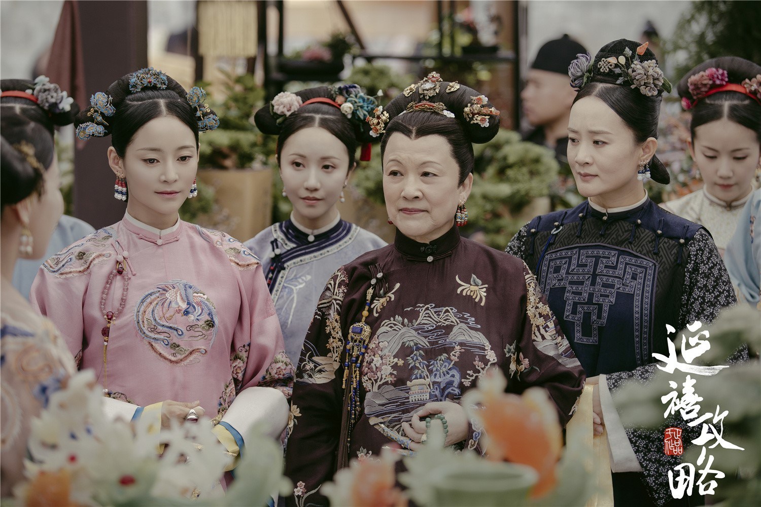 Women in traditional Chinese dress in a scene from iQiyi original "Story of Yanxi Palace."