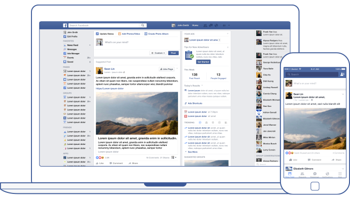 A illustration of Facebook's news feed.