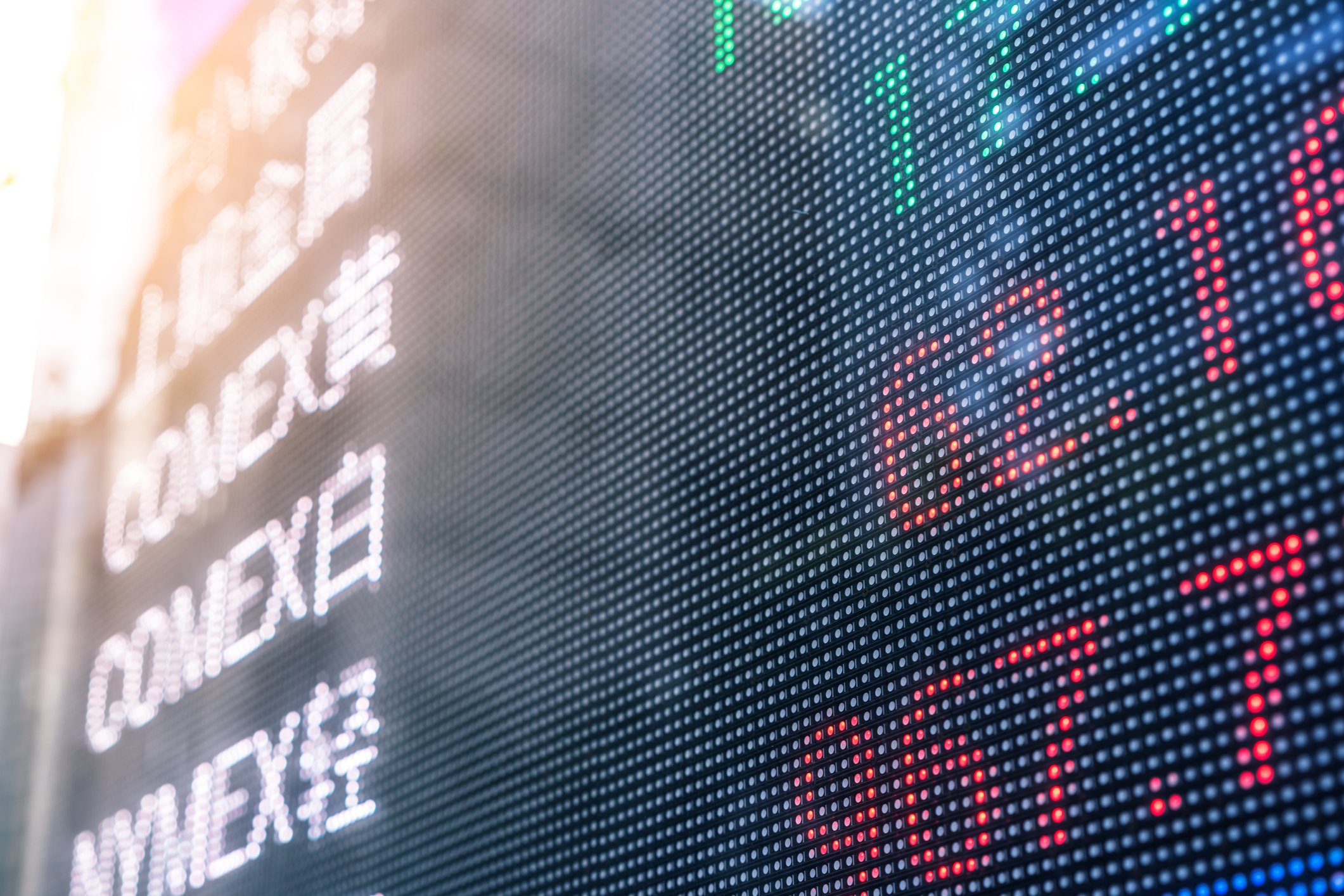 A display showing stock quotes in China.