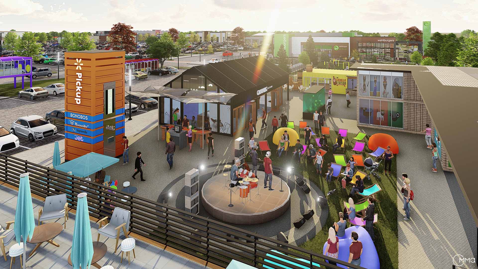 An artist rendering of what a Walmart center might look like.