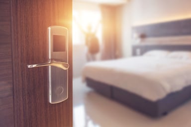 Door Opening Into Hotel Room