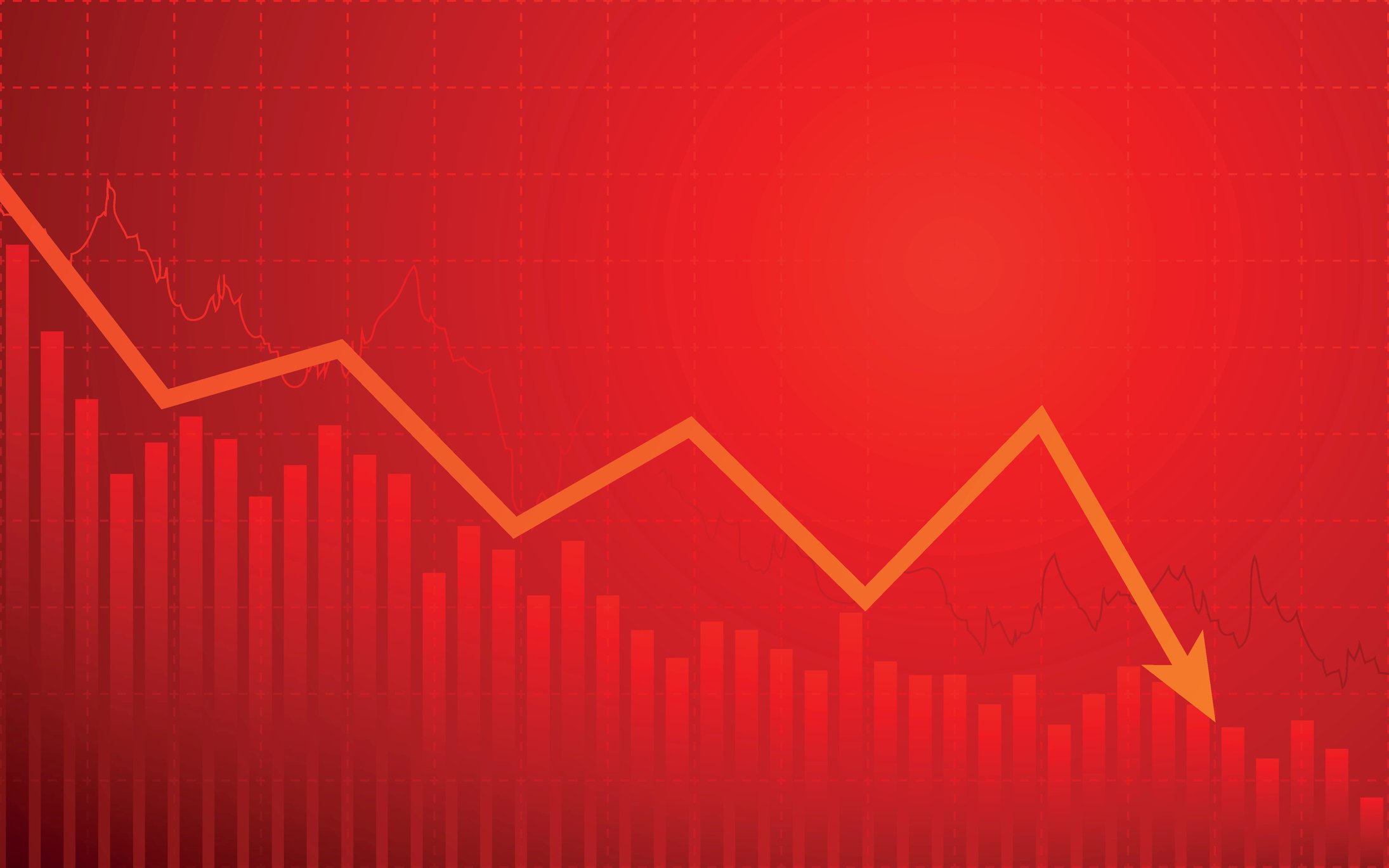 Red stock chart moving down.