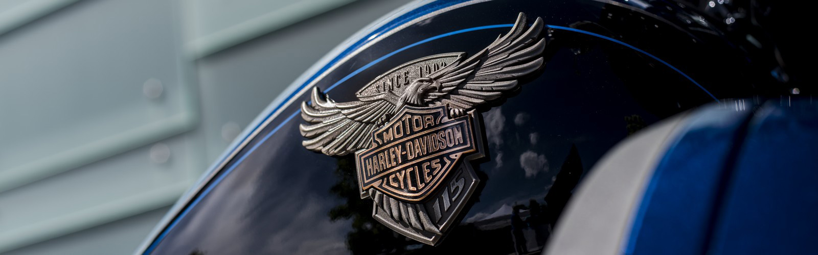 The Harley-Davidson logo on a motorcycle