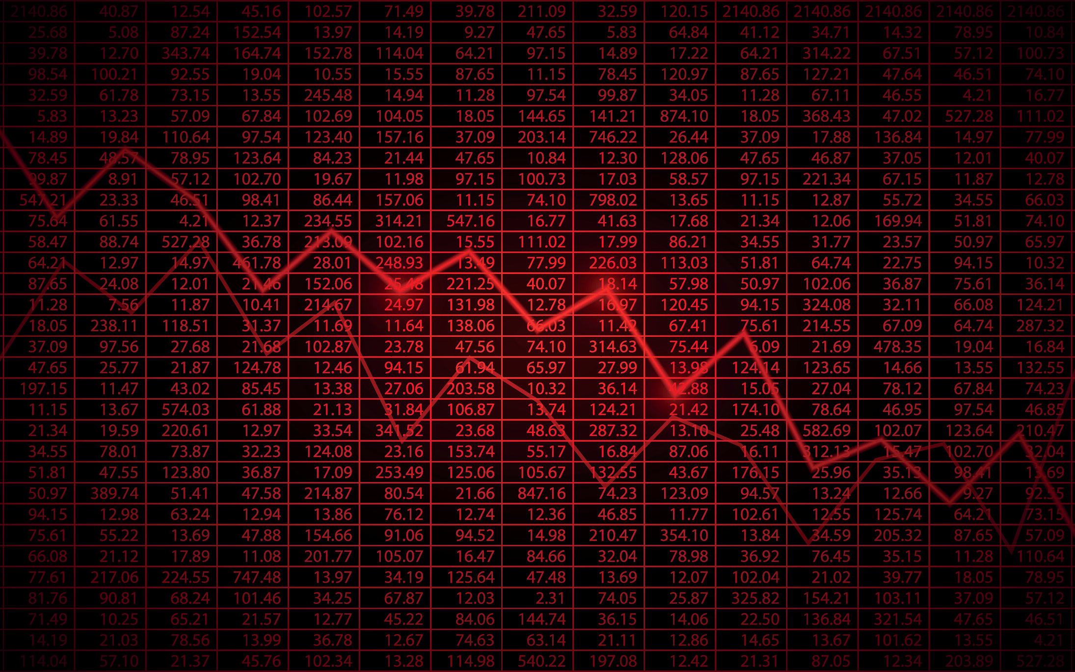 Red stock chart going down.