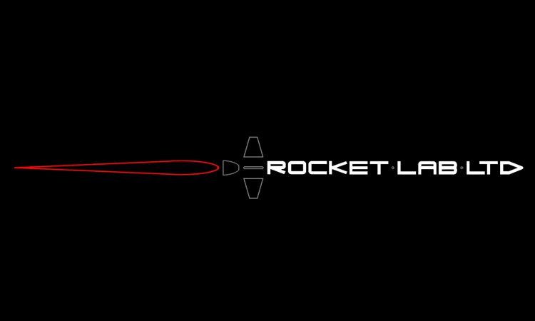 Rocket Lab LTD logo with stylized red rocket flame on left